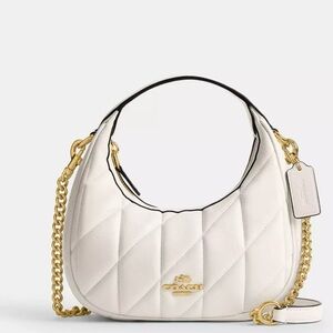 Coach Ivory Quilted Hobo Bag with Gold Accents